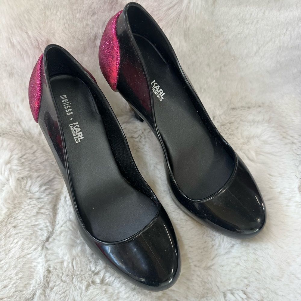 Melissa + Karl Lagerfield Incense Ice Cream Heel Heeled Pumps Shoes Black 6